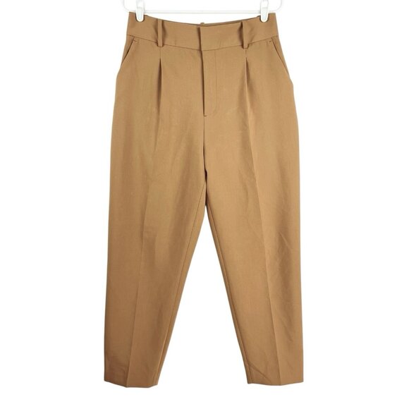 Zara Tan High-Waisted Pants - Picture 1 of 12